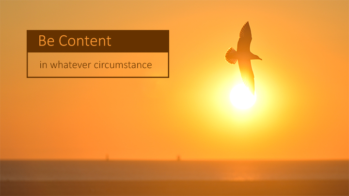 Sunday Morning: 8th May 10:30am – “Being content”
